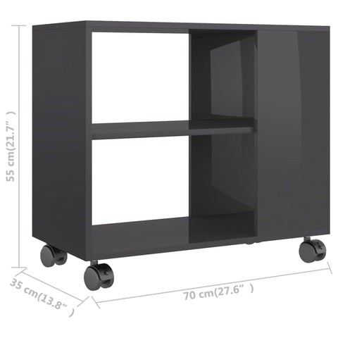 Beistelltisch Hochglanz-Grau 70x35x55 cm Holzwerkstoff