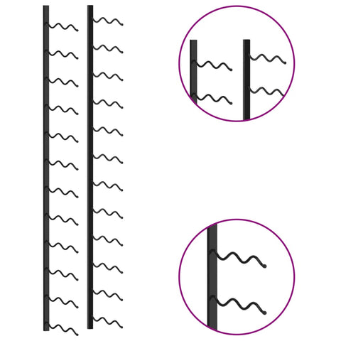Wand-Weinregal für 24 Flaschen Schwarz Eisen