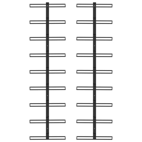 Wand-Weinregale für 18 Flaschen 2 Stk. Schwarz Eisen