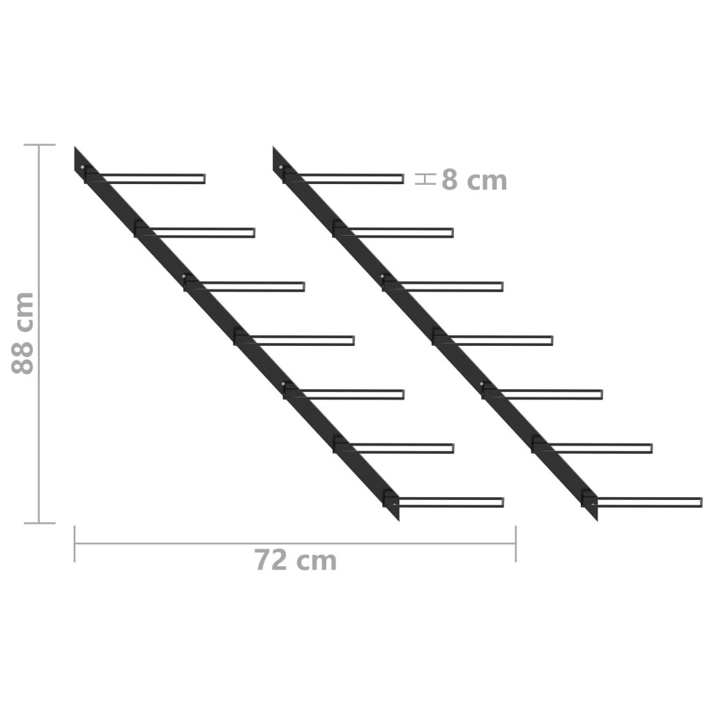 Wand-Weinregale für 14 Flaschen 2 Stk. Schwarz Metall