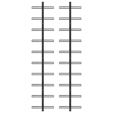 Wand-Weinregale für 20 Flaschen 2 Stk. Schwarz Metall