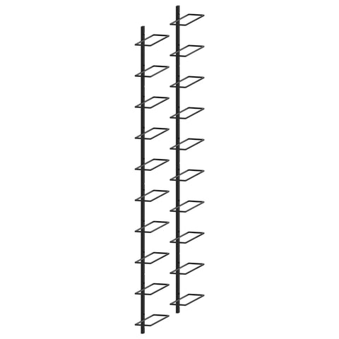 Wand-Weinregale für 20 Flaschen 2 Stk. Schwarz Metall