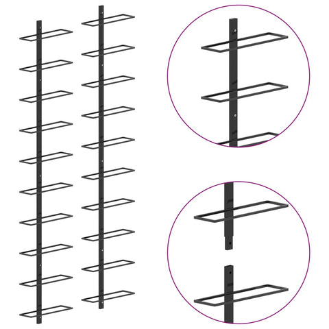 Wand-Weinregale für 20 Flaschen 2 Stk. Schwarz Metall