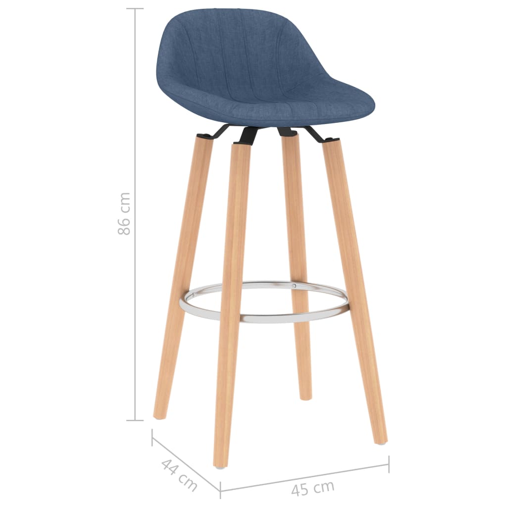 Barhocker 2 Stk. Blau Stoff