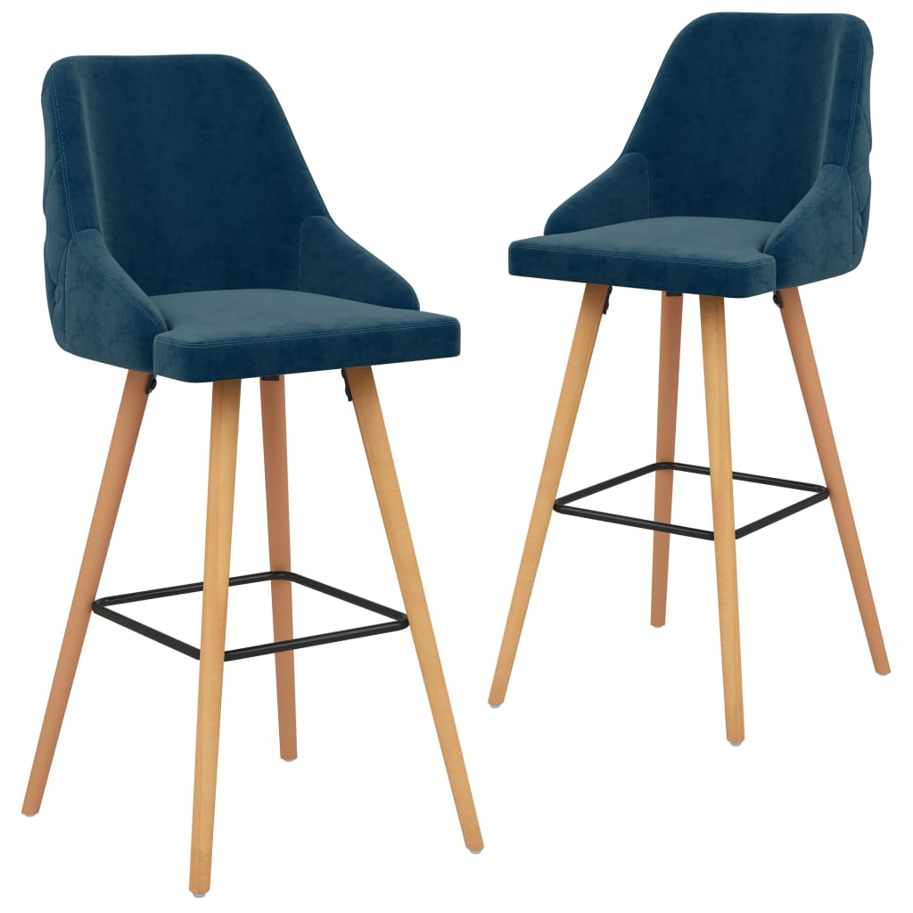 Barhocker 2 Stk. Blau Samt