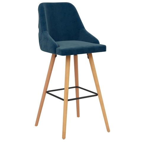 Barhocker 2 Stk. Blau Samt