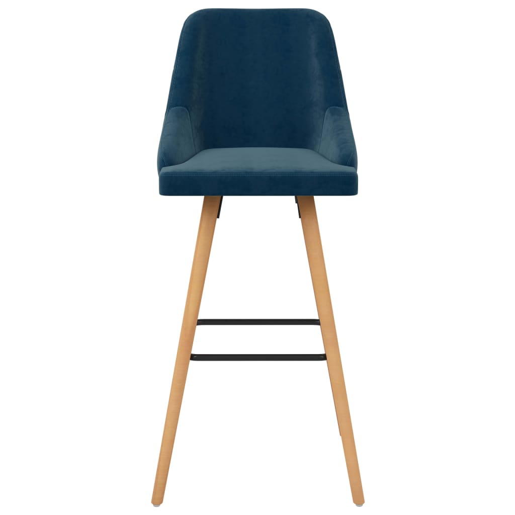 Barhocker 2 Stk. Blau Samt