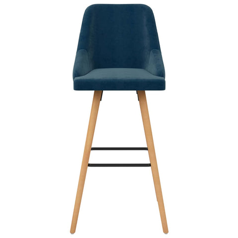 Barhocker 2 Stk. Blau Samt