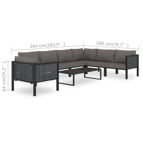 8-tlg. Garten-Lounge-Set mit Auflagen Poly Rattan Anthrazit