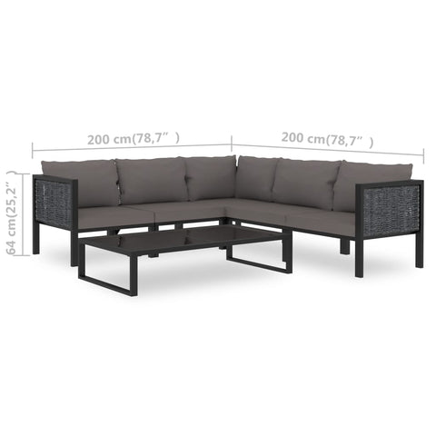 6-tlg. Garten-Lounge-Set mit Auflagen Poly Rattan Anthrazit