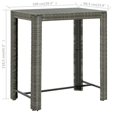 Garten-Bartisch Grau 100x60,5x110,5 cm Poly Rattan