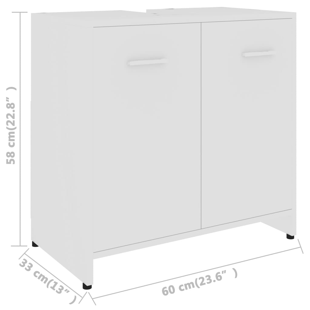 Badezimmerschrank Weiß 60x33x61 cm Holzwerkstoff