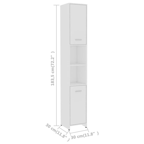 Badezimmerschrank Weiß 30x30x183,5 cm Holzwerkstoff