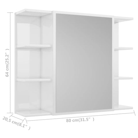 Bad-Spiegelschrank Hochglanz-Weiß 80x20,5x64 cm Holzwerkstoff