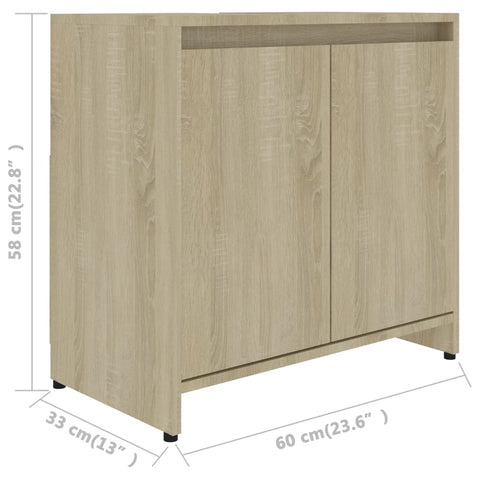 Badezimmerschrank Sonoma-Eiche 60x33x61 cm Holzwerkstoff