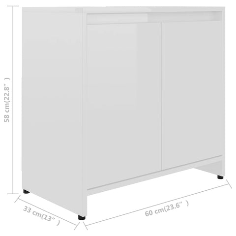 Badezimmerschrank Hochglanz-Weiß 60x33x61 cm Holzwerkstoff