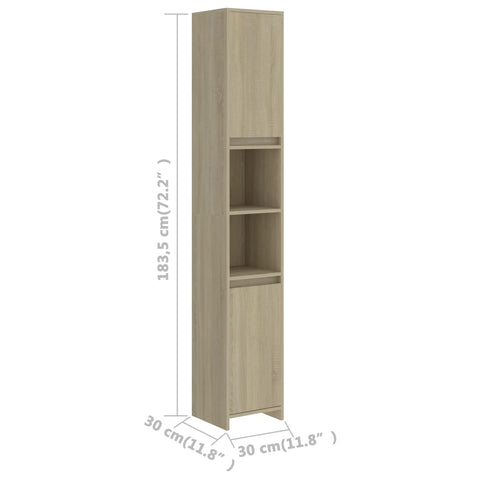 Badezimmerschrank Sonoma-Eiche 30x30x183,5 cm Holzwerkstoff