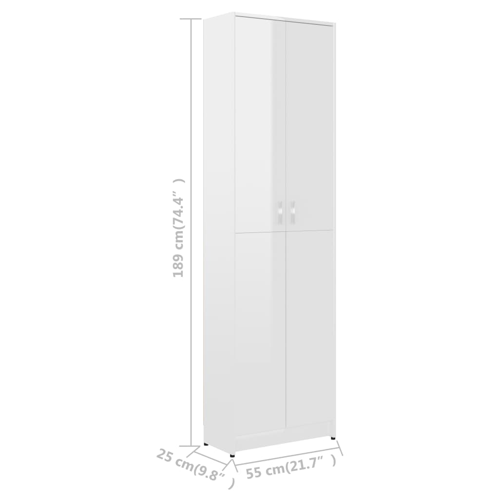 Garderobenschrank Hochglanz-Weiß 55x25x189 cm Holzwerkstoff