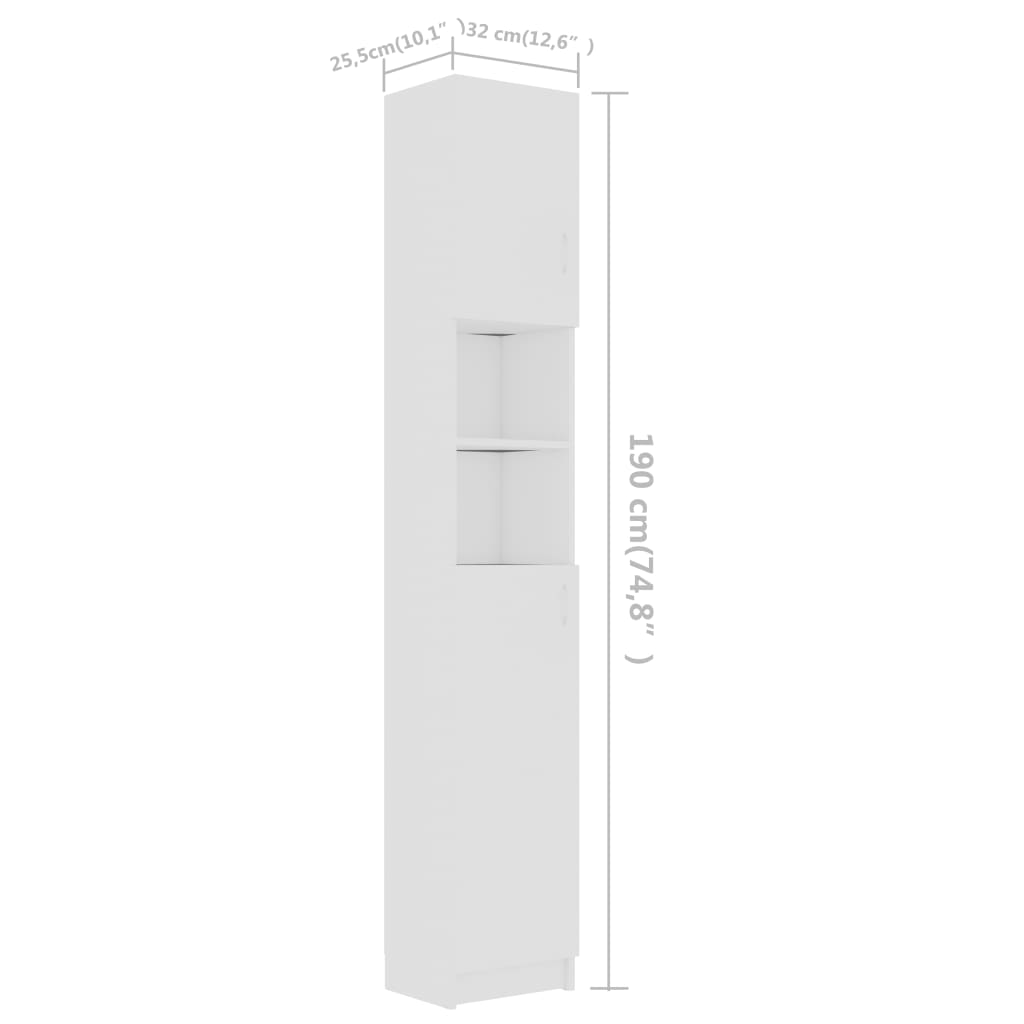 Badezimmerschrank Weiß 32×25,5×190 cm Holzwerkstoff