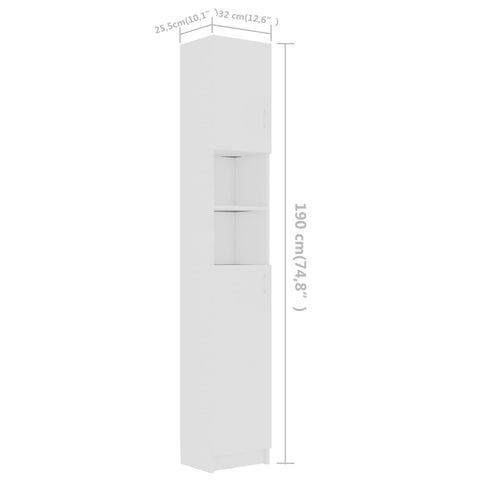 Badezimmerschrank Weiß 32×25,5×190 cm Holzwerkstoff