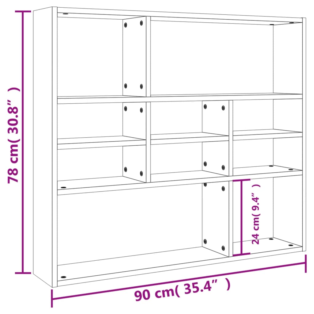 Wandregal Sonoma-Eiche 90x16x78 cm Holzwerkstoff