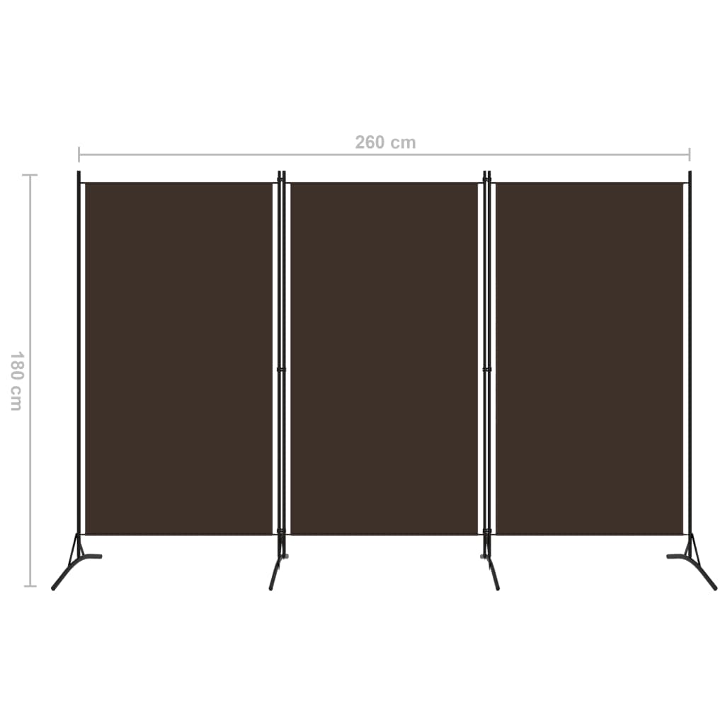 3-tlg. Raumteiler Braun 260x180 cm