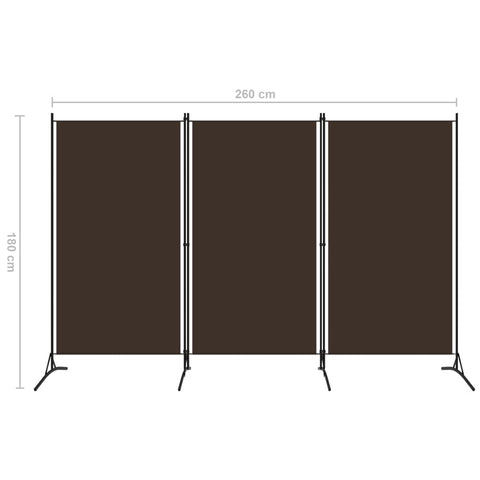 3-tlg. Raumteiler Braun 260x180 cm