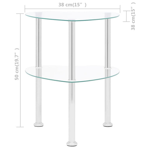 Beistelltisch mit 2 Ablagen Transparent 38x38x50 cm Hartglas