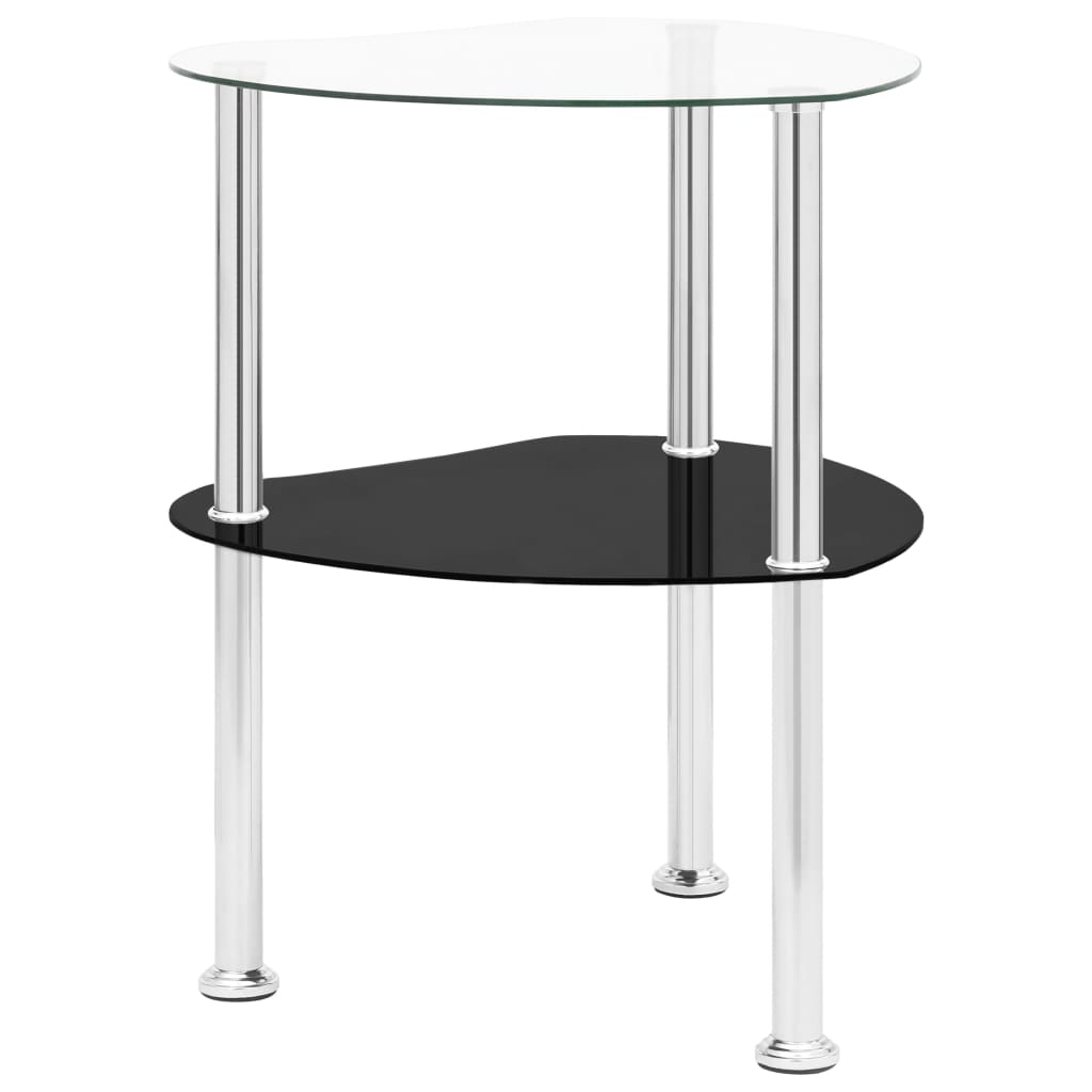 Beistelltisch mit 2 Ablagen Transparent 38x38x50 cm Hartglas