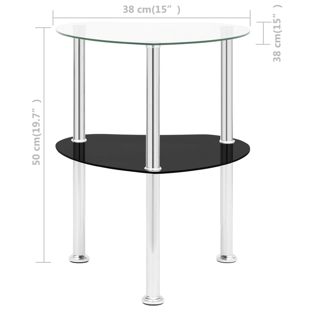 Beistelltisch mit 2 Ablagen Transparent 38x38x50 cm Hartglas