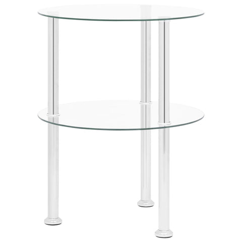 Beistelltisch mit 2 Ablagen Transparent 38 cm Hartglas