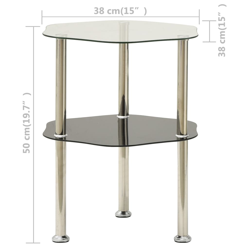 Beistelltisch mit 2 Ablagen Transparent 38x38x50 cm Hartglas