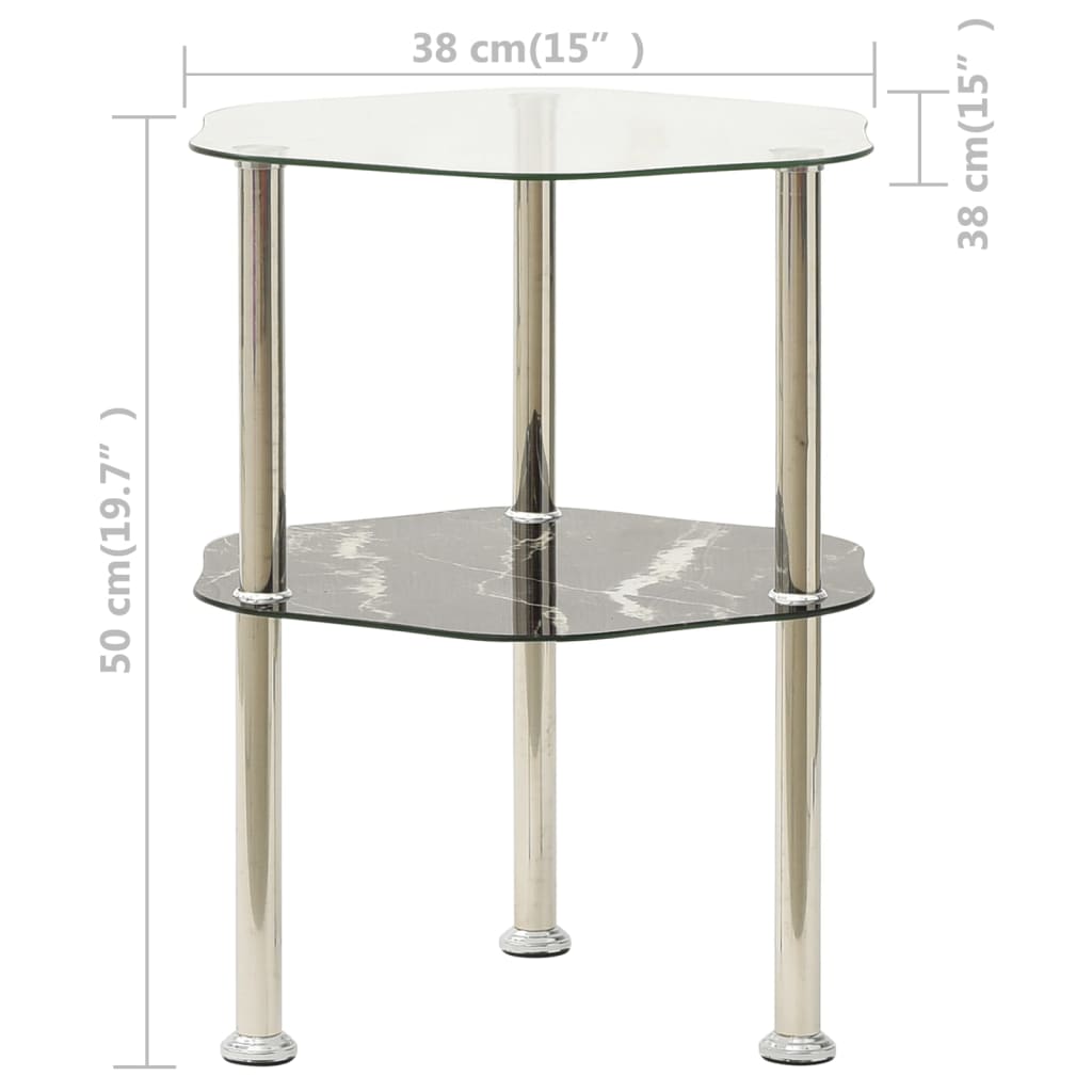 Beistelltisch mit 2 Ablagen Transparent 38x38x50 cm Hartglas