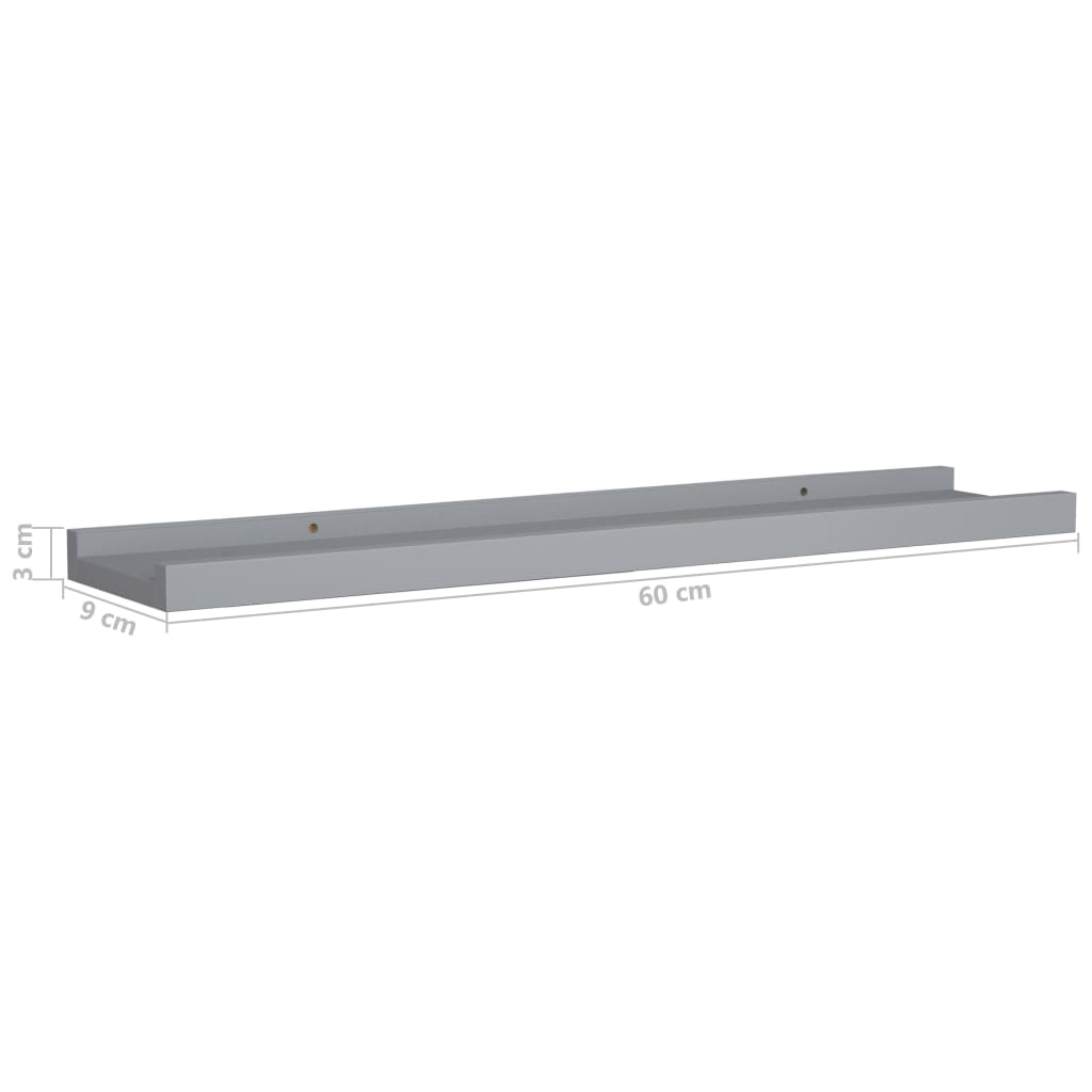 Bilderleisten 2 Stk. Grau 60x9x3 cm MDF