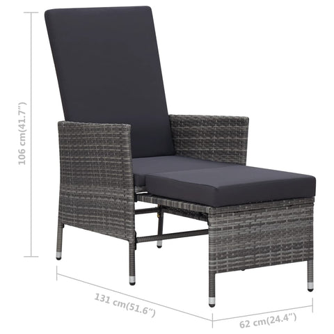 2-tlg. Garten-Lounge-Set mit Kissen Poly Rattan Grau