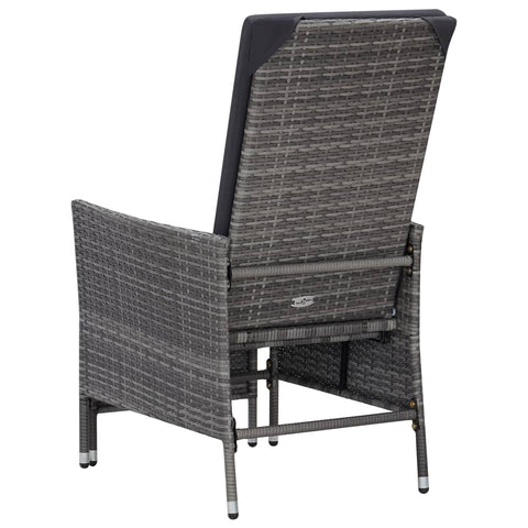 2-tlg. Garten-Lounge-Set mit Kissen Poly Rattan Grau