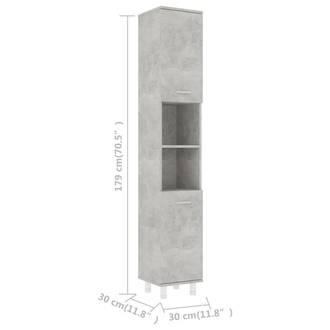 Badezimmerschrank Betongrau 30x30x179 cm Holzwerkstoff