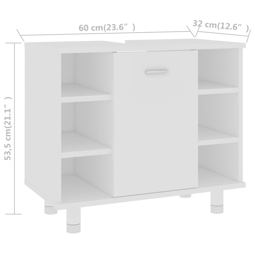 Badezimmerschrank Weiß 60x32x53,5 cm Holzwerkstoff