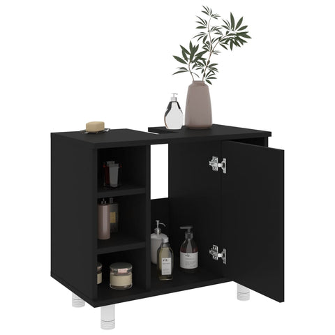 Badezimmerschrank Schwarz 60x32x53,5 cm Holzwerkstoff