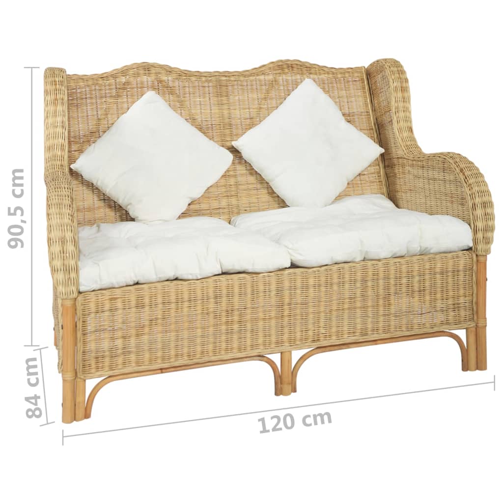 2-Sitzer-Sofa Natürliches Rattan und Leinen