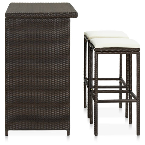 3-tlg. Bar Set Poly Rattan Braun