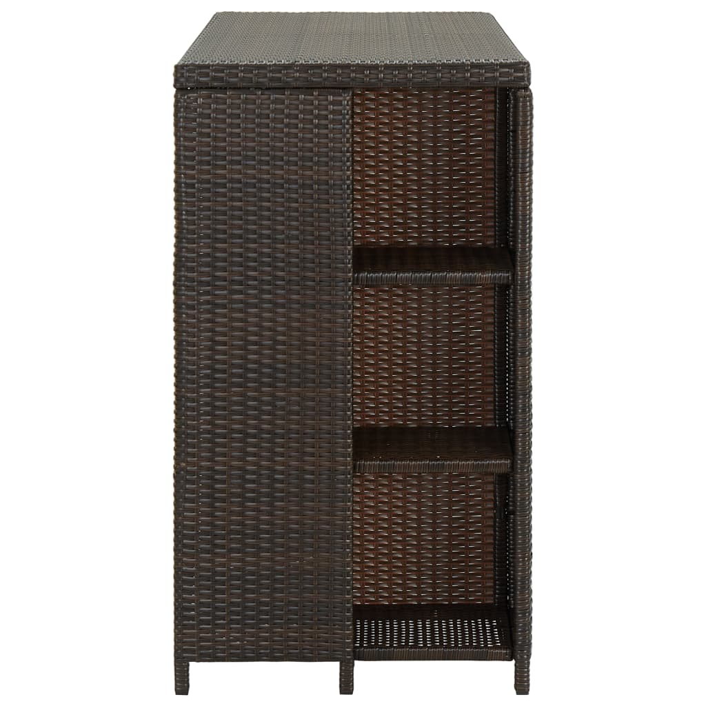 Bartisch mit Regal Braun 120x60x110 cm Poly Rattan