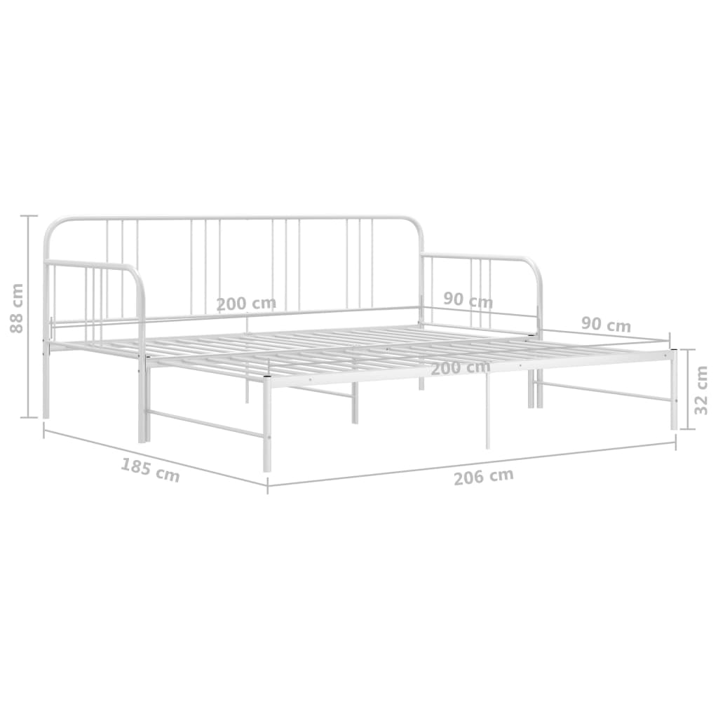 Ausziehsofa Bettgestell Weiß Metall 90x200 cm