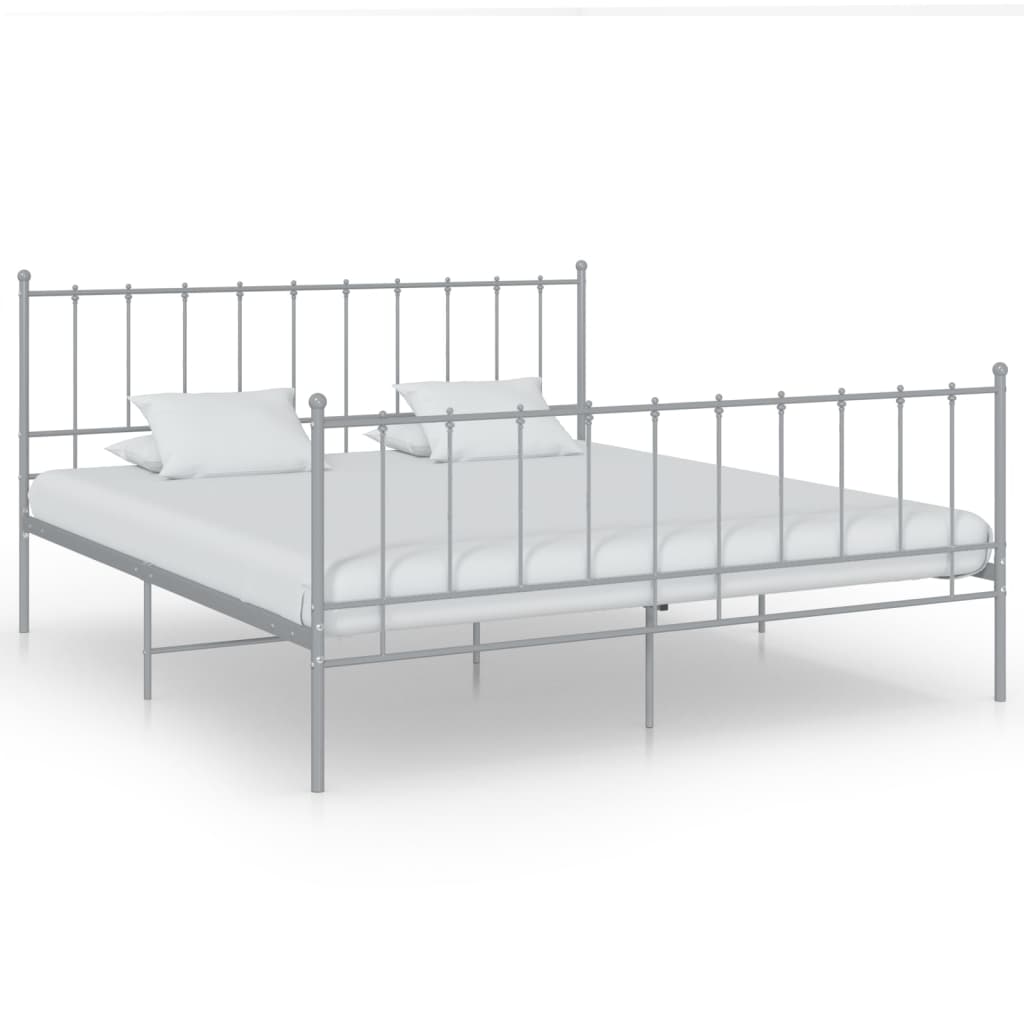 Bett Grau Metall 140x200 cm