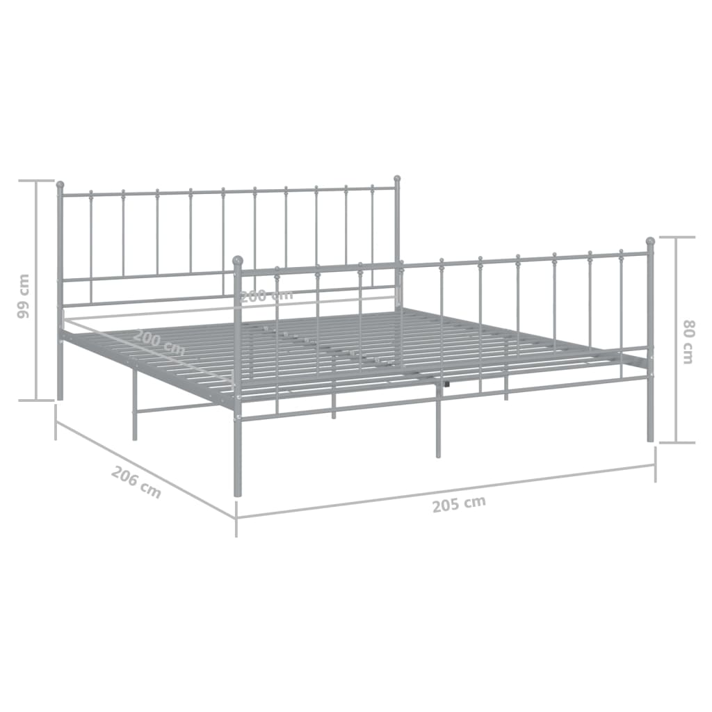 Bett Grau Metall 200x200 cm