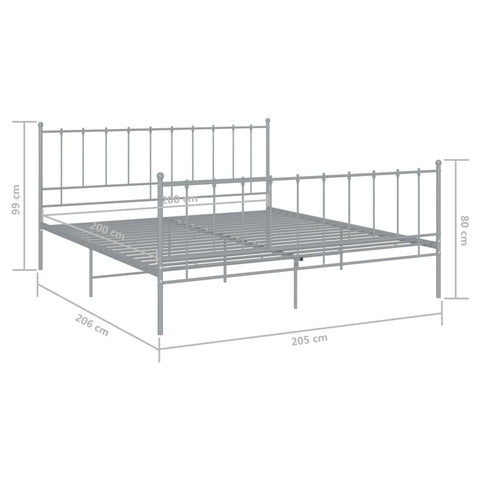 Bett Grau Metall 200x200 cm