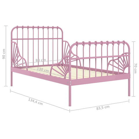 Ausziehbett Rosa Metall 80x130/200 cm