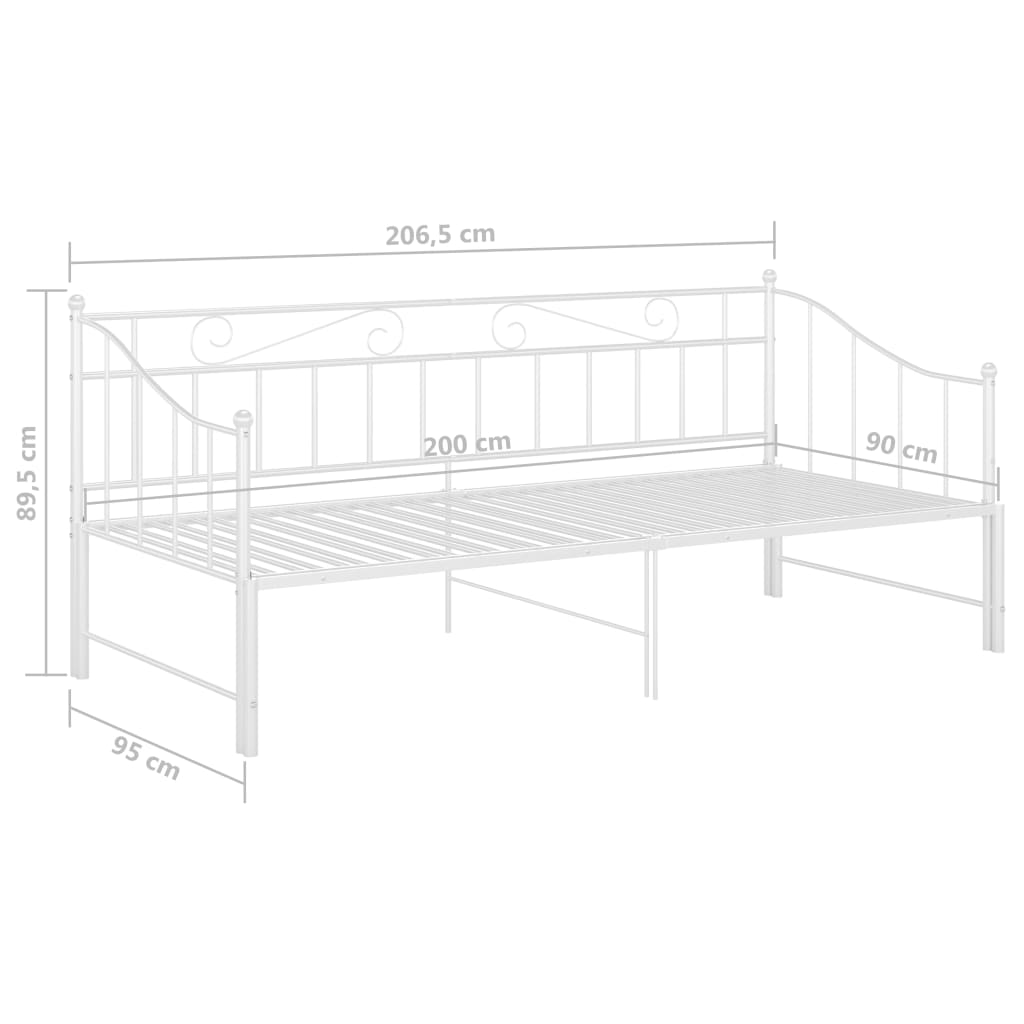 Ausziehsofa Bettgestell Weiß Metall 90x200 cm