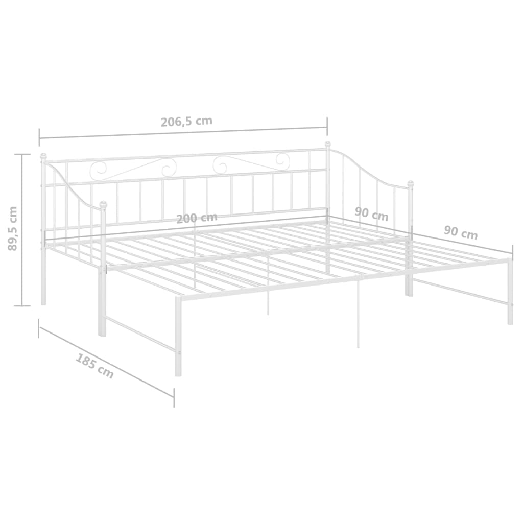 Ausziehsofa Bettgestell Weiß Metall 90x200 cm