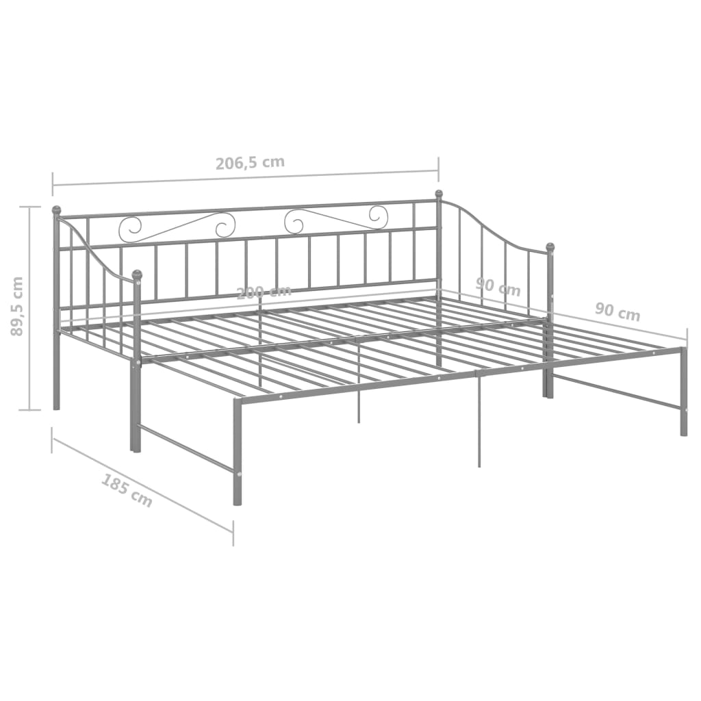 Ausziehsofa Bettgestell Grau Metall 90x200 cm